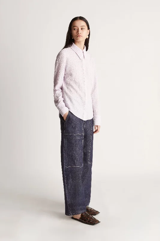 Violet Shirt Solid Color Striped Floral