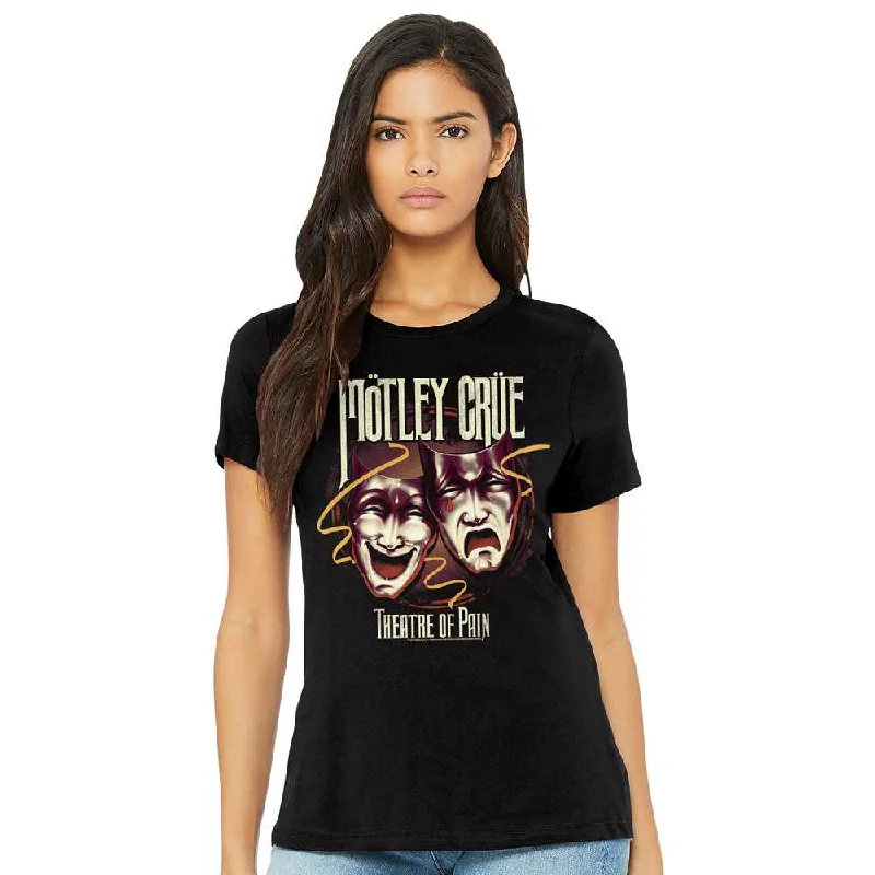 Women Exclusive MOTLEY CRUE Eye-Catching T-Shirt, Theatre Of Pain Seamless Knitted Crochet