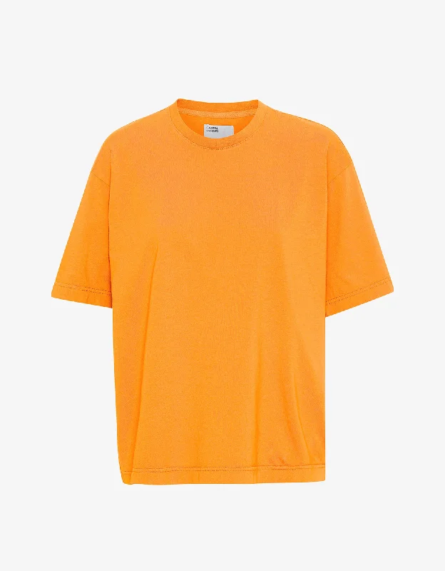 Oversized Organic T-Shirt - Sunny Orange Mesh Canvas Denim