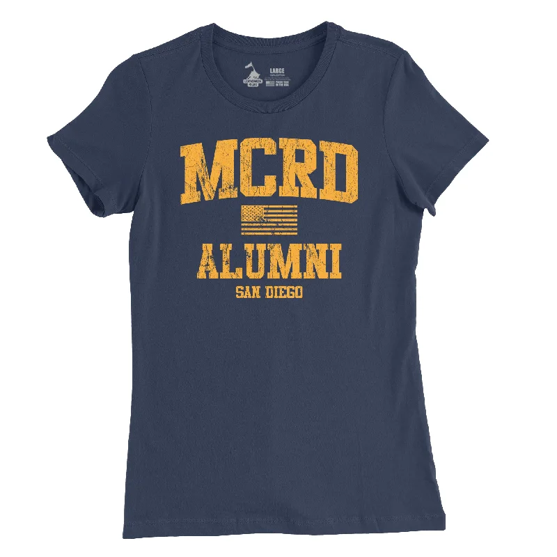 Women's MCRD San Diego Island T-Shirt Zippered Front Buttoned Front Snap Front