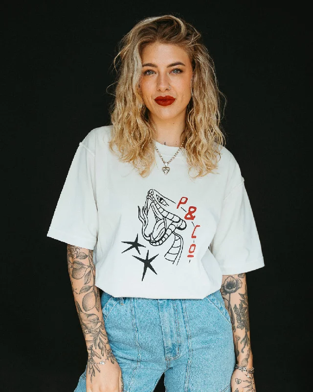 Snake Bite Boxy T-Shirt - Bone Oversized T-Shirt Spandex breathable