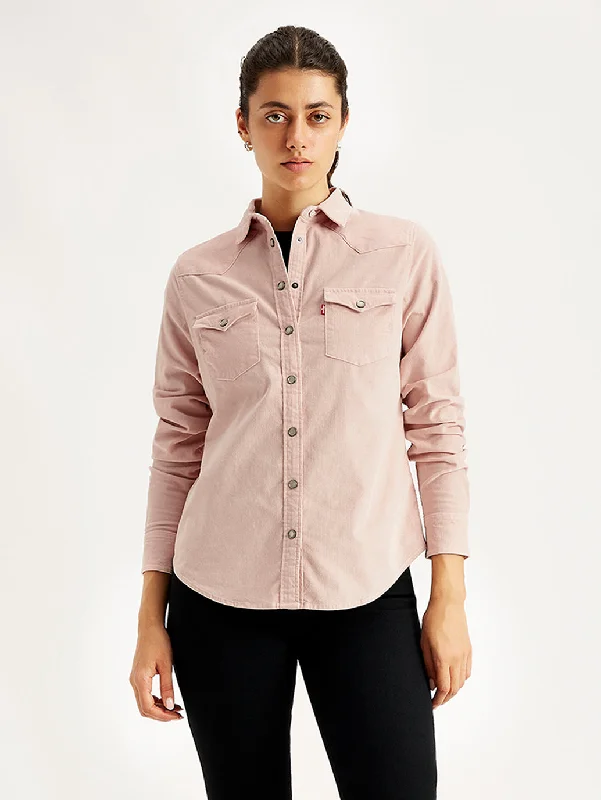 Women's Solid Regular Fit Shirt Welt Pockets Slit Pockets