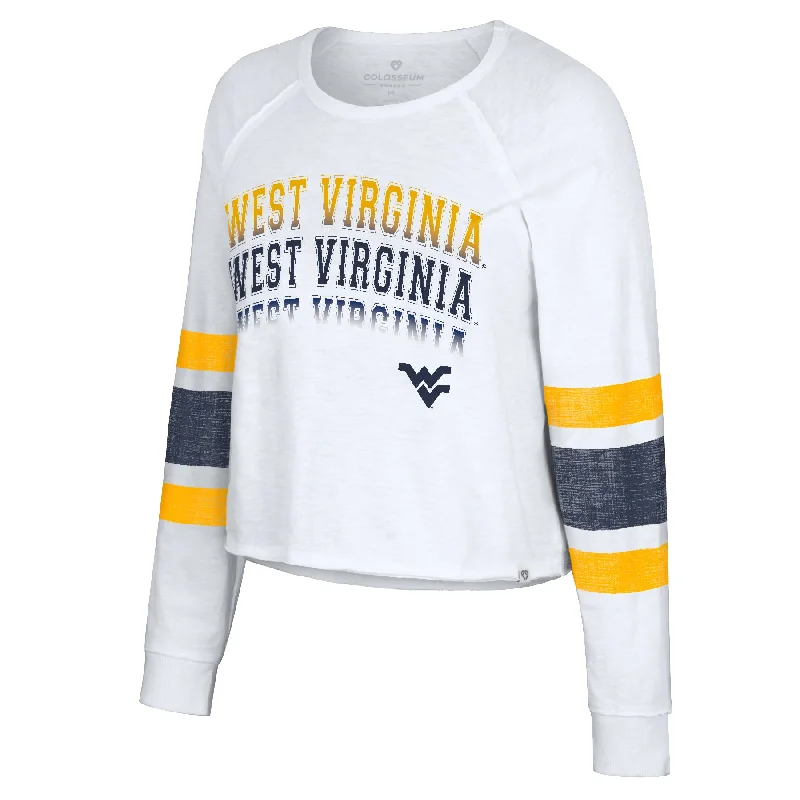 WVU Womens Breeze Long Sleeve Crop Tee Sequined Glittery Shiny