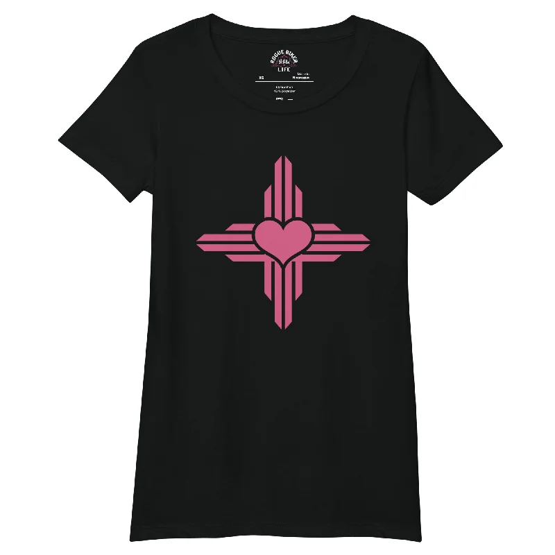 New Mexico - Zia Symbol | Women’s Fitted T-Shirt Ribbed T-Shirt High Neck Heavyweight New Mexico - Zia Symbol | Women’s Fitted T-Shirt Ribbed T-Shirt High Neck Heavyweight