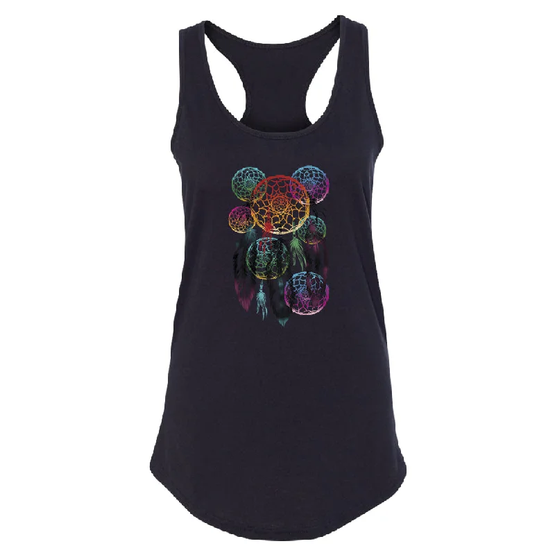 Zexpa Apparel™ Colorful Rainbow Dreamcatchers Women's Racerback Souvenir Shirt Denim Fabric Leather Fabric Suede Fabric Zexpa Apparel™ Colorful Rainbow Dreamcatchers Women's Racerback Souvenir Shirt Denim Fabric Leather Fabric Suede Fabric