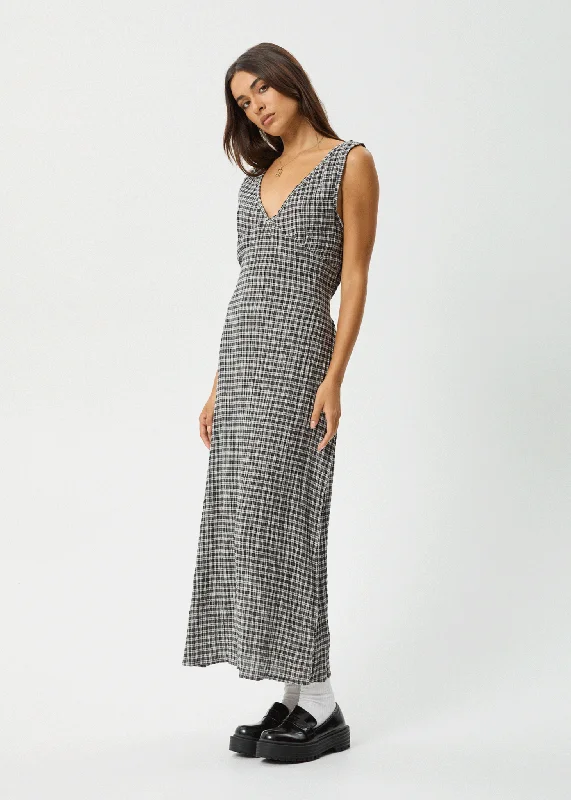 AFENDS Womens Asta - Seersucker Maxi Dress - Steel Check Classic Tulle Maxi Dress