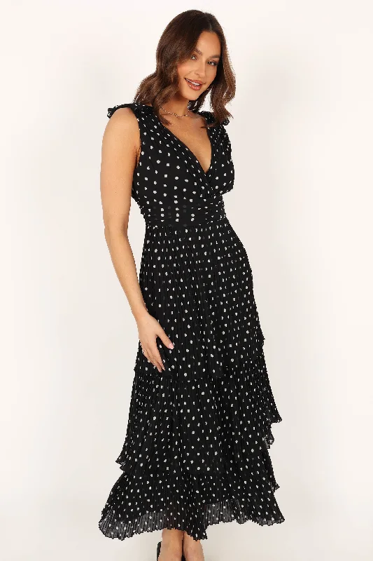 Andromeda Maxi Dress - Black White Polka Dot Elegant Maxi Dress with Lace