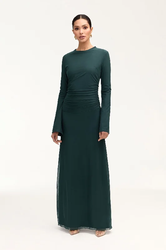 Arianna Rouched Maxi Dress - Enchanted Forest Trendy Floral Print Maxi Dress