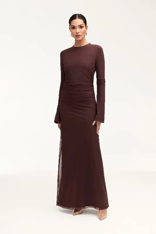 Arianna Rouched Maxi Dress - Espresso Elegant Lace Maxi Dress