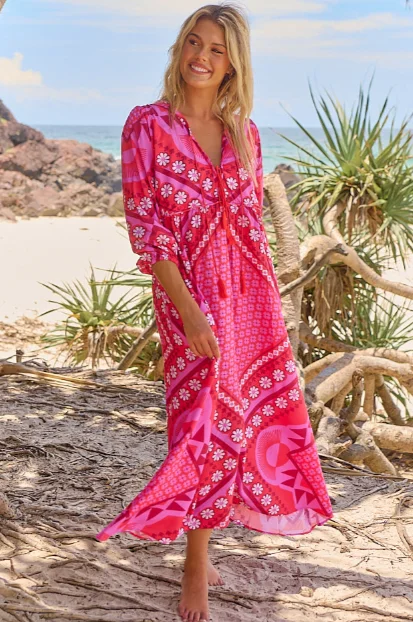 Arla Maxi Dress - Pink Comfortable Fit-and-Flare Maxi Dress