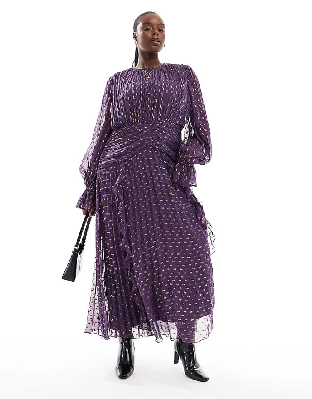 Curve lurex dobby high neck ruched belt detail maxi dress in purple Fashionable Chiffon Maxi Dress Curve lurex dobby high neck ruched belt detail maxi dress in purple Fashionable Chiffon Maxi Dress