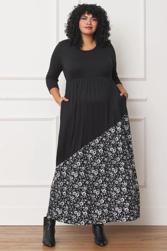 Asymmetrical Leopard Accent Maxi Dress Plus Elegant Pleated Maxi Dress