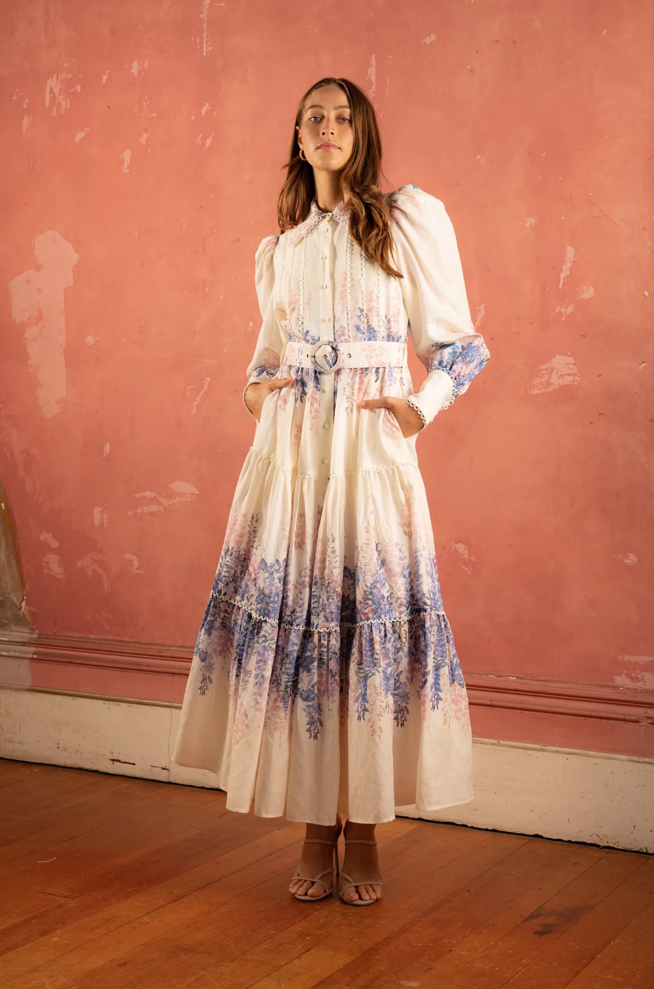 Aurelie Maxi Dress - Wisteria Dream Trendy Maxi Dress with Belt