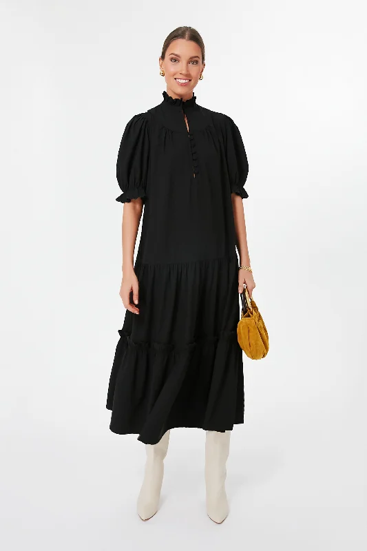 Black Selena Maxi Dress Trendy Short Sleeve Maxi Dress