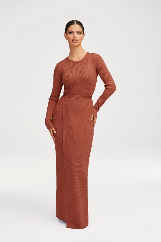 Cassandra Ribbed Wrap Maxi Dress Stylish V-Neck Maxi Dress
