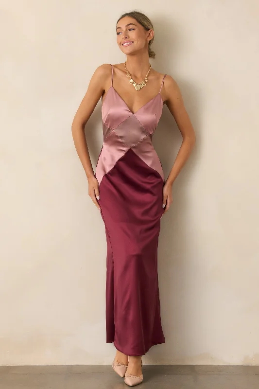 Celestial Skies Mauve Mist Satin Maxi Dress Fashionable Sheer Maxi Dress