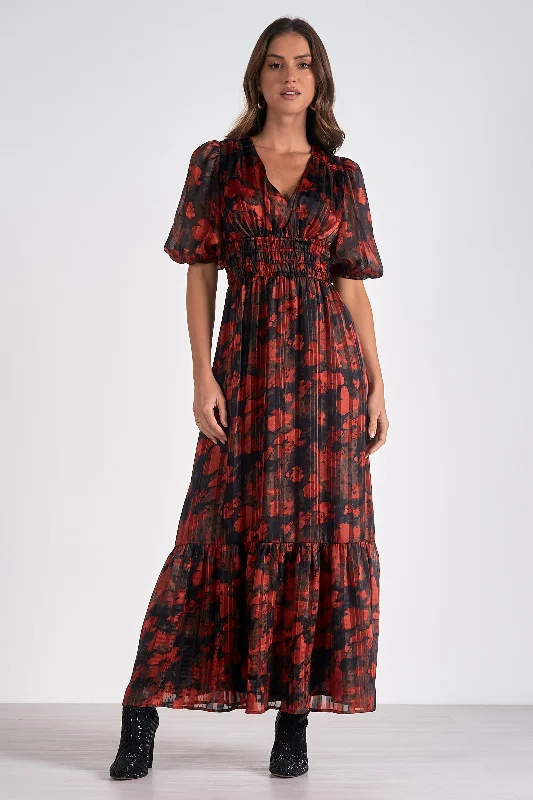 V-NECK MAXI DRESS Trendy Printed Maxi Dress