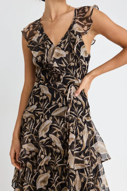 Everly Golden Black Floral Flutter Sleeve Tiered Maxi Dress Chic Button-Up Maxi Dress Everly Golden Black Floral Flutter Sleeve Tiered Maxi Dress Chic Button-Up Maxi Dress