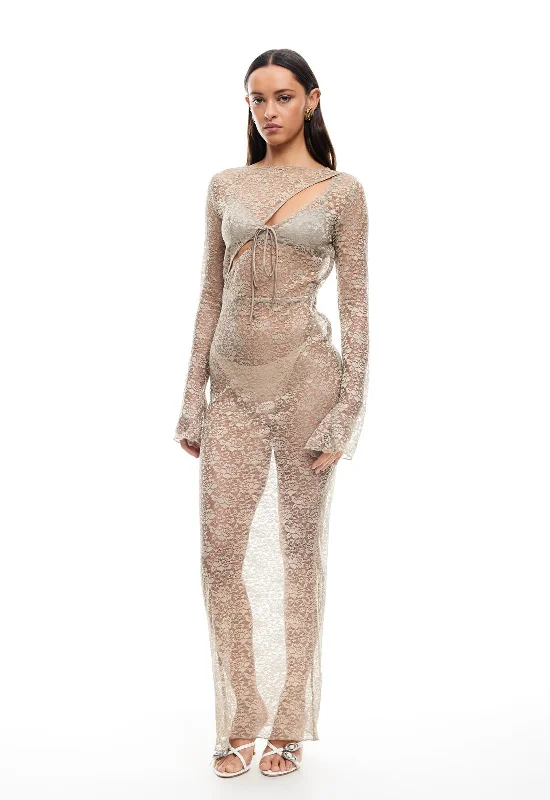 FEVER LACE MAXI DRESS - SAGE Stylish Button-Up Maxi Dress