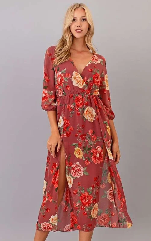 Floral Maxi Dress HH 33051 Trendy Maxi Dress with Straps