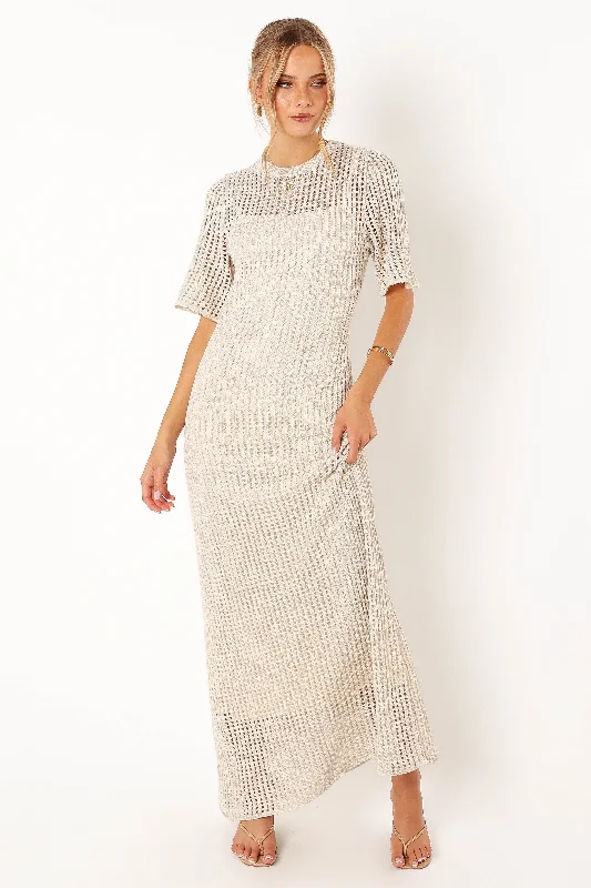 Hollie Maxi Dress - Cream Trendy Maxi Dress with Lace