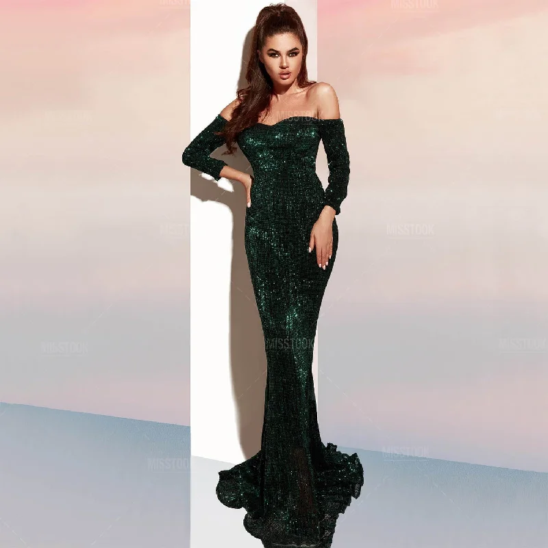 Jamila Green Sequin Maxi Dress Trendy Maxi Dress with Belt