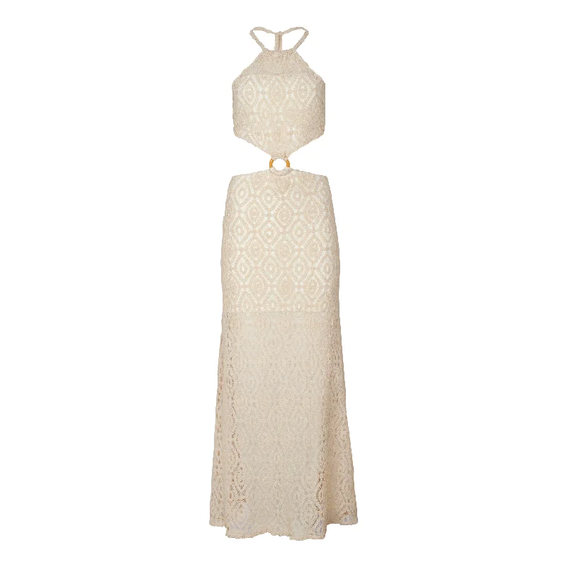 Kai Crochet Maxi Dress Cozy Maxi Dress with Slit
