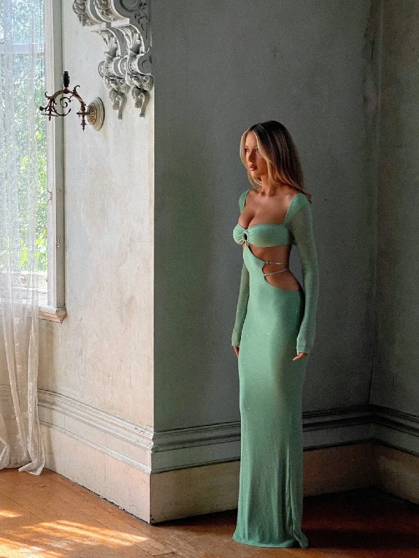 KORI MAXI DRESS MINT Trendy Button Front Maxi Dress