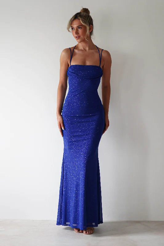 Londyn Glitter Bodycon Maxi Dress | Royal Blue Classic Tulle Maxi Dress