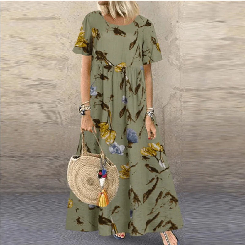 Mona Bohemian Floral Maxi Dress Elegant Lace-Up Maxi Dress