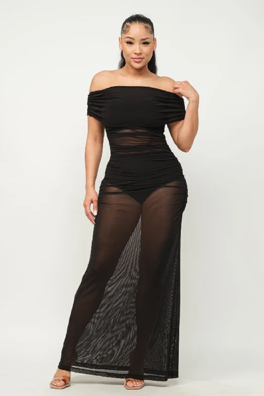 Off The Shoulder Maxi Dress Hera 23223 Comfortable Maxi Dress with Slits