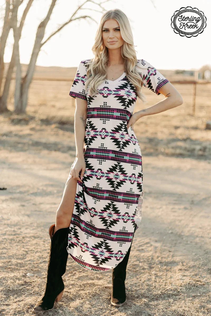 Plus Aztec Outskirts Maxi Dress Trendy Maxi Dress with Belt