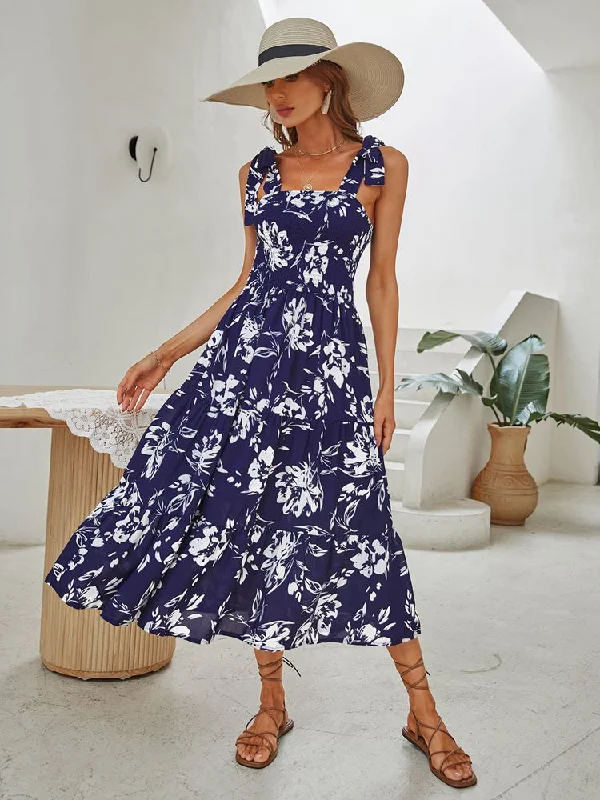 BerriesJam - 2024 Retro Cami Printed Navy Blue Maxi Dress Trendy Maxi Dress with Lace BerriesJam - 2024 Retro Cami Printed Navy Blue Maxi Dress Trendy Maxi Dress with Lace