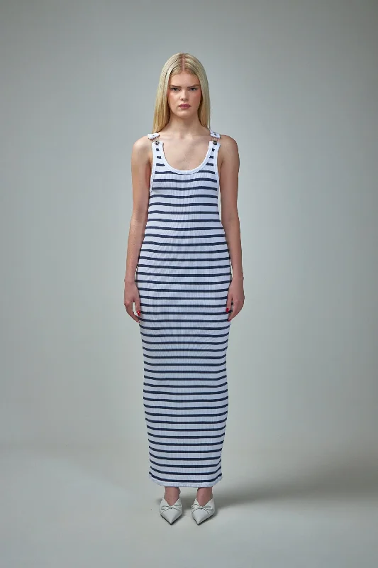 "The Strapped Marinière" Maxi Dress Fashionable Sleeveless Maxi Dress