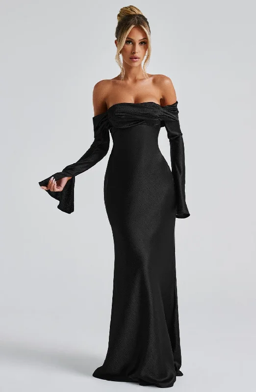 Selene Maxi Dress - Black Comfortable T-Shirt Maxi Dress