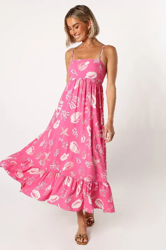 Shea Maxi Dress - Pink Shell Cozy Knit Maxi Dress
