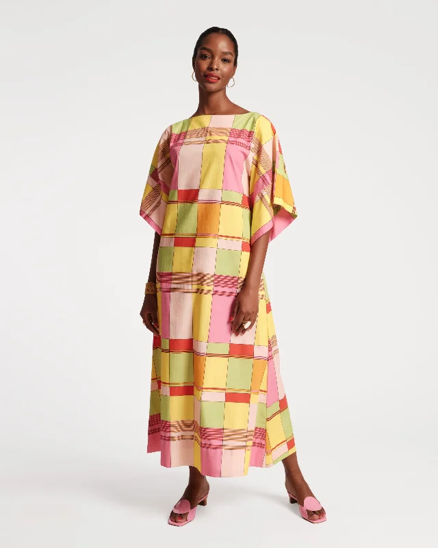 Spinnaker Maxi Dress Colorblock Plaid Trendy Fit-and-Flare Maxi Dress