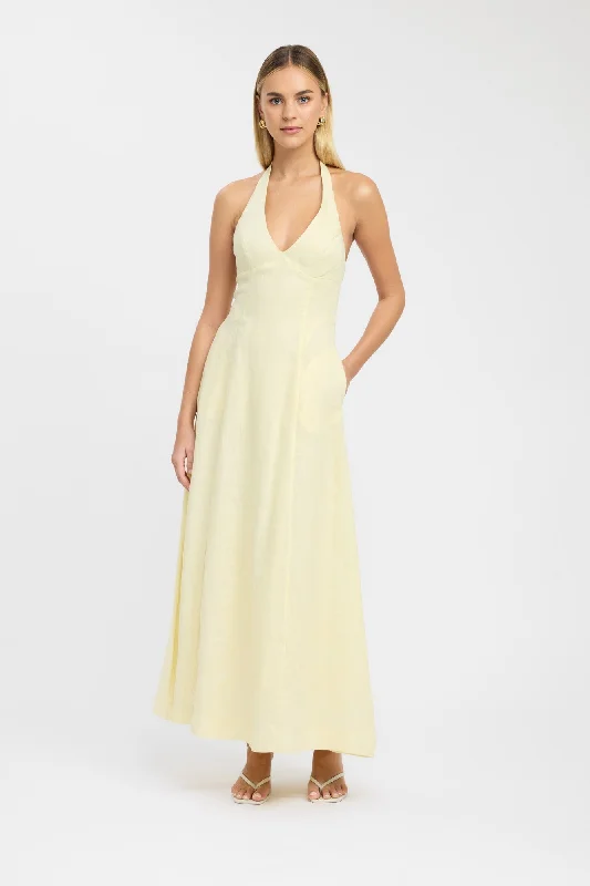 Tahiti Halter Maxi Dress Trendy Off-Shoulder Ruffle Maxi Dress