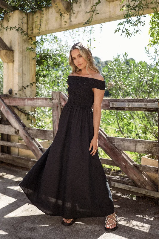 Tessa Off Shoulder Maxi Dress - Black Stylish Off-Shoulder Maxi Dress