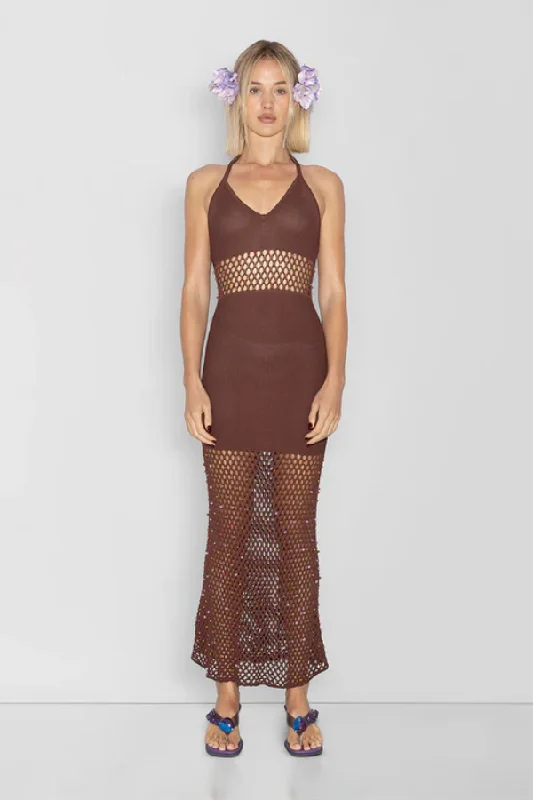 Perla Maxi Dress Bronze Cozy Longline Maxi Dress