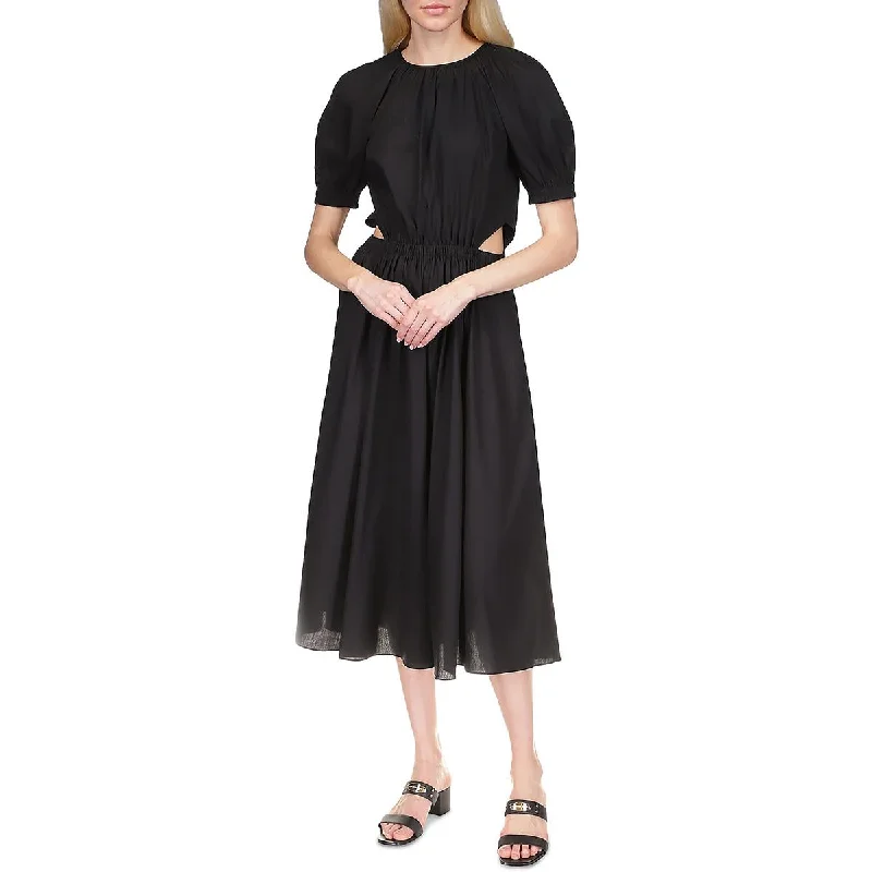 Womens Puff Sleeve Long Maxi Dress Fashionable Asymmetrical Maxi Dress