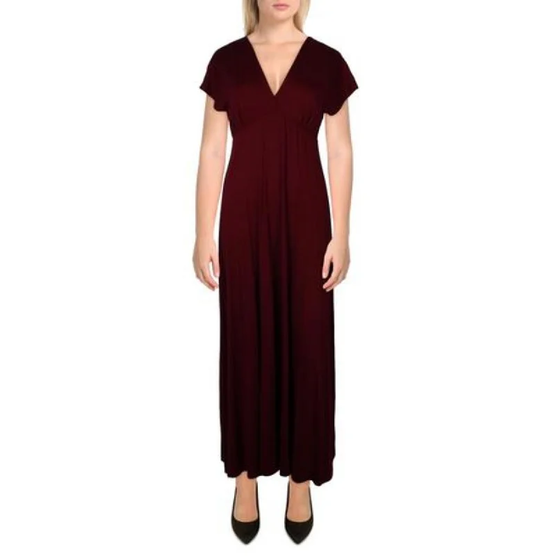 Plus Womens Knit Sleeveless Maxi Dress Comfortable Fit-and-Flare Maxi Dress