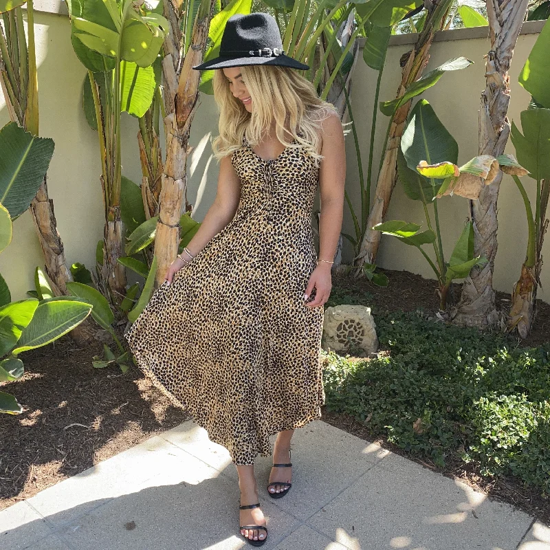 Love of Leopard Print Asymmetrical Maxi Dress Casual Maxi Dress with Pockets