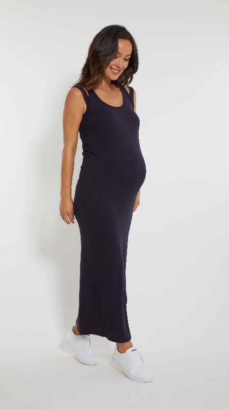 Double Strap Maternity Maxi Dress Comfortable Casual Maxi Dress