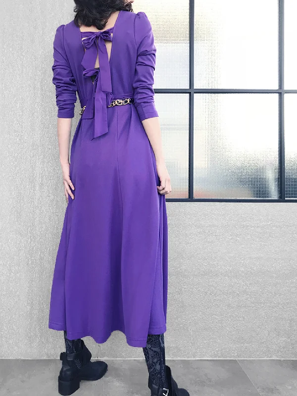 Final Sale! Violet Purple Tie-Back Cotton Blend Maxi Dress Fashionable Sleeveless Maxi Dress