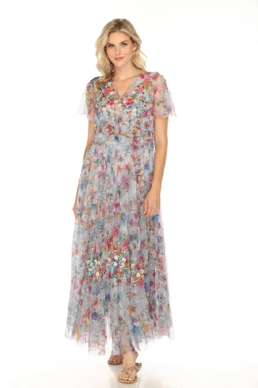 Johnny Was Biya Mazzy Flora Ruched Maxi Dress B32024-2K Elegant Lace-Up Maxi Dress