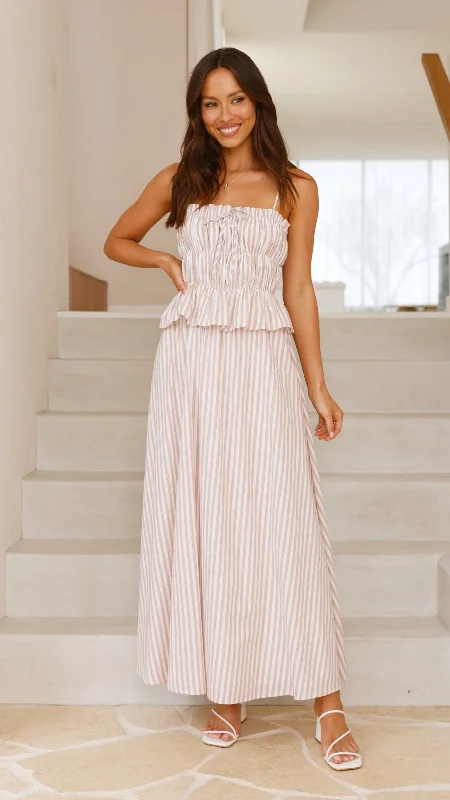 Misty Maxi Dress - Beige Fashionable Sheer Maxi Dress