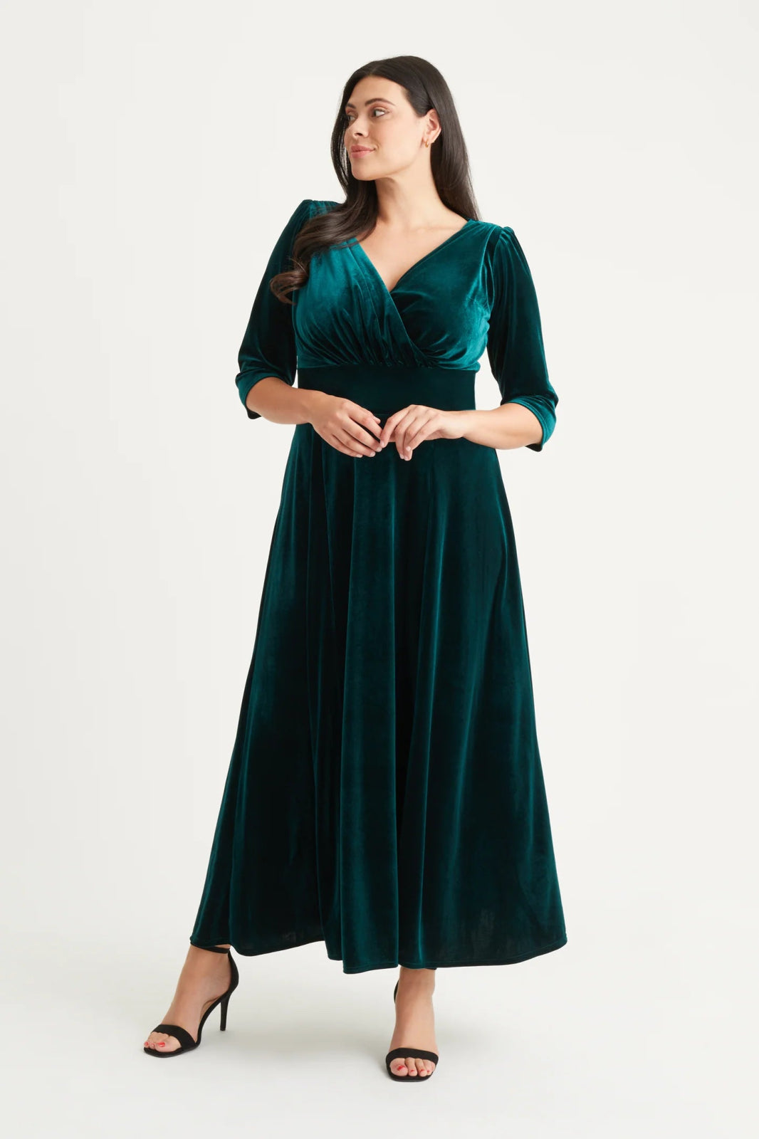 Scarlett & Jo Plus Size Verity Velvet Dark Green Wrap Maxi Dress Chic Summer Maxi Dress