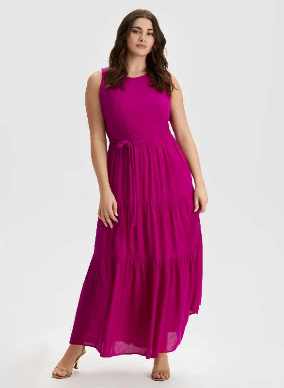 Sleeveless Maxi Dress Stylish Button-Up Maxi Dress