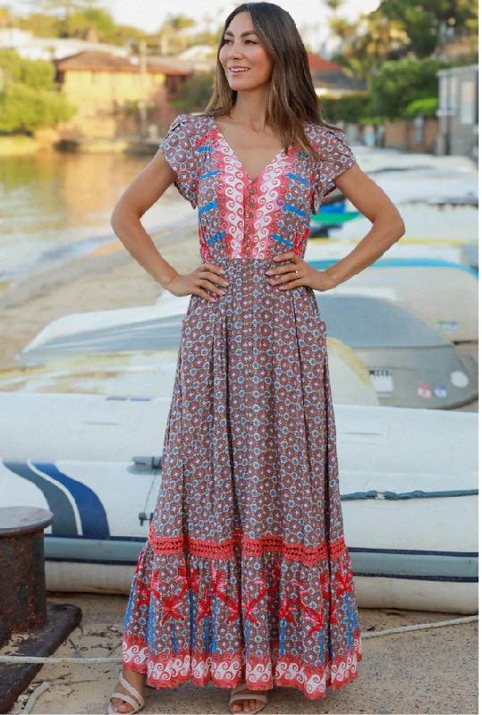 Tatum Maxi Dress - Pink Elegant Maxi Dress with Pockets